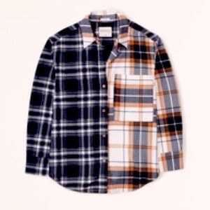 Abercrombie Oversized Colorblock Flannel Shirt